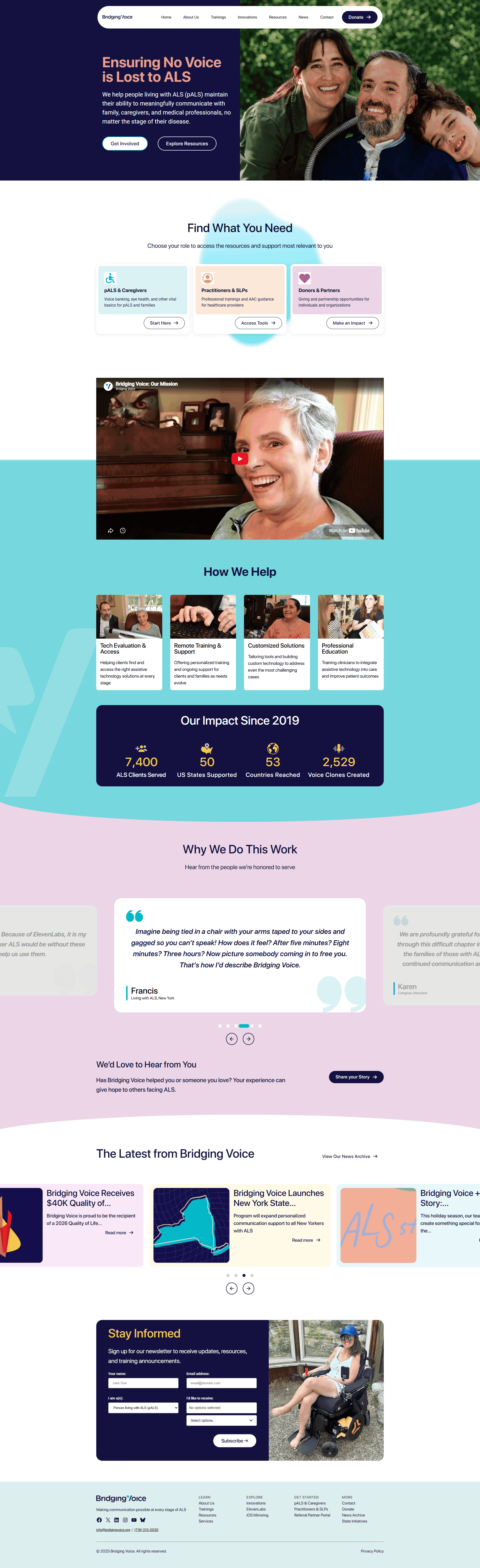 Screenshot of bridgingvoice.com